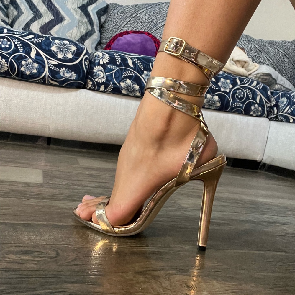 SHEIN High Heels Rose Gold Elegant Lace up Straps